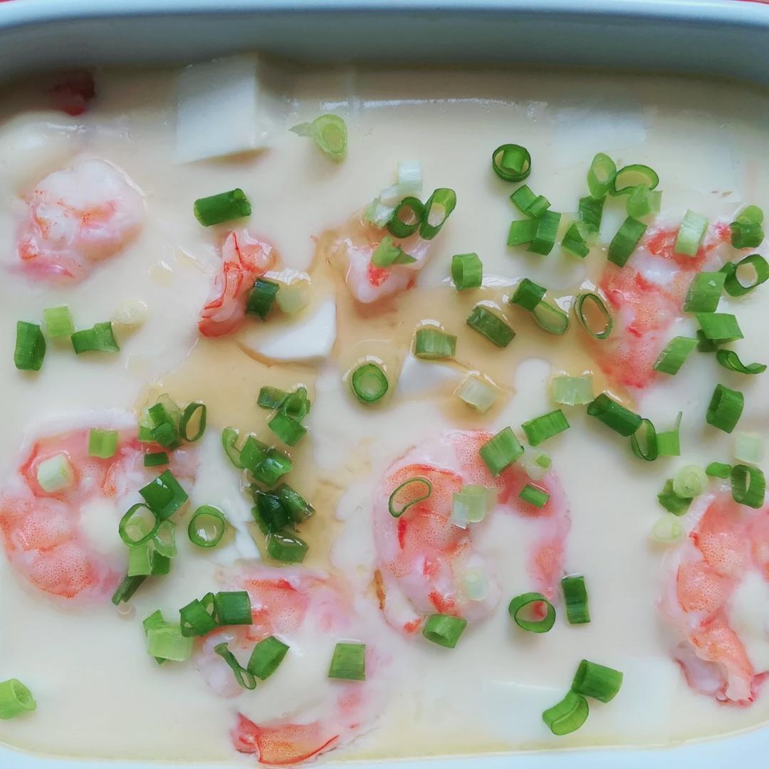 虾仁豆腐蒸水蛋