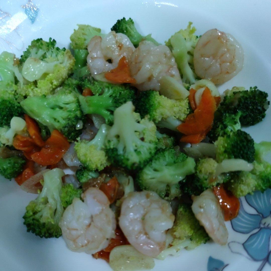 挑战100道家常菜｜半荤｜西兰花炒虾仁