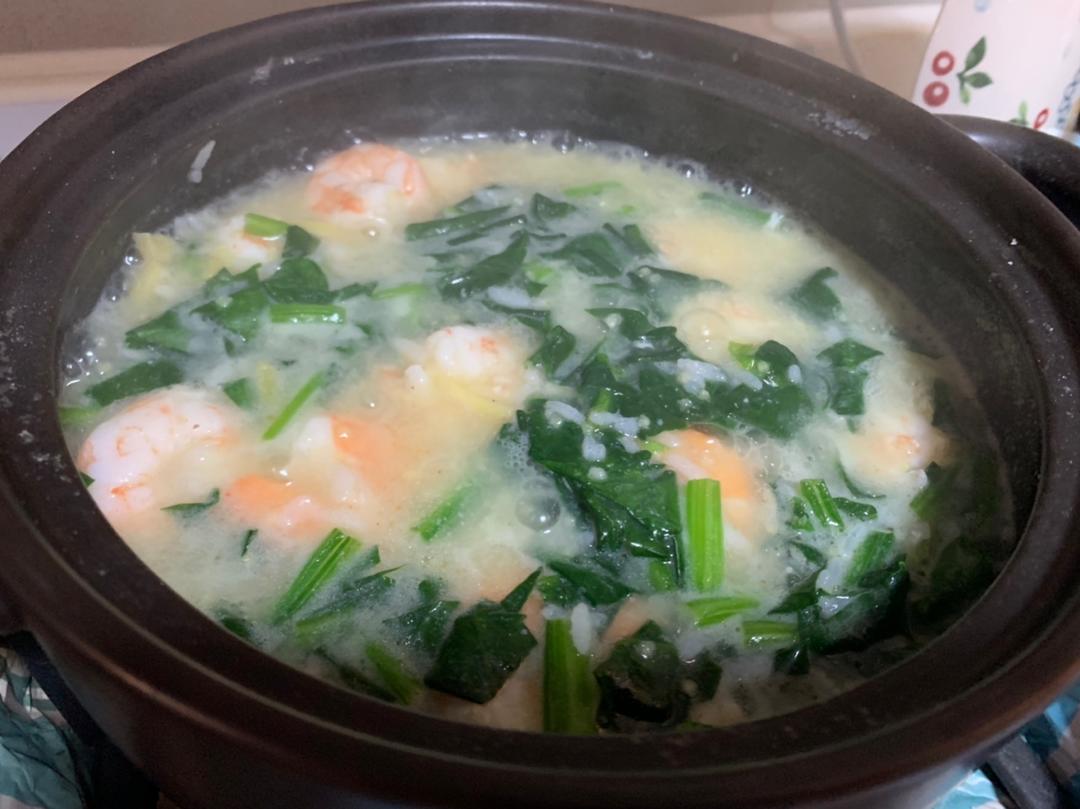 二米青菜虾仁粥