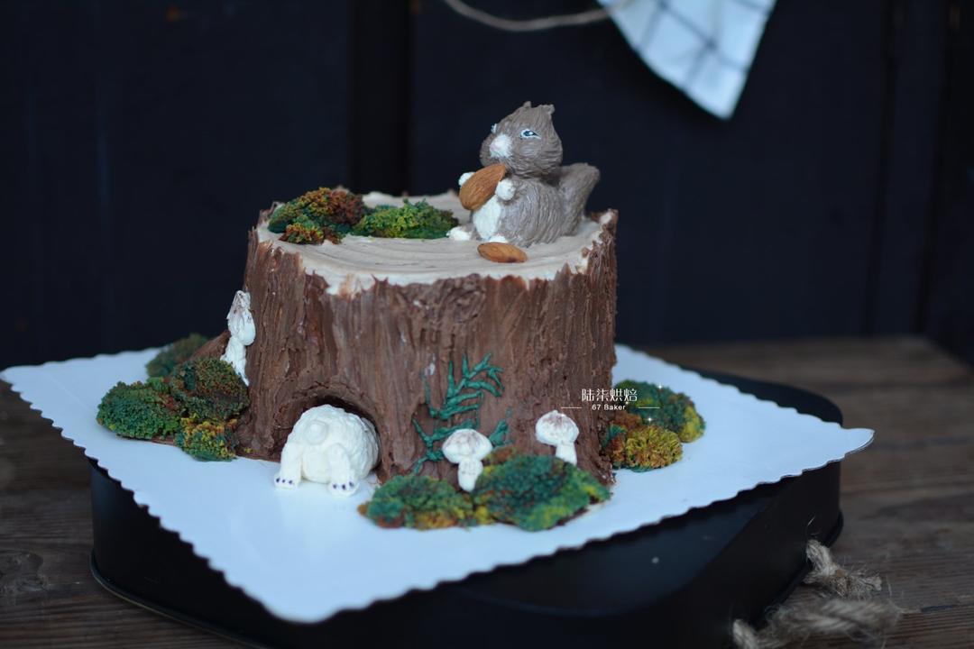 陆柒67做的立体小动物树桩蛋糕
