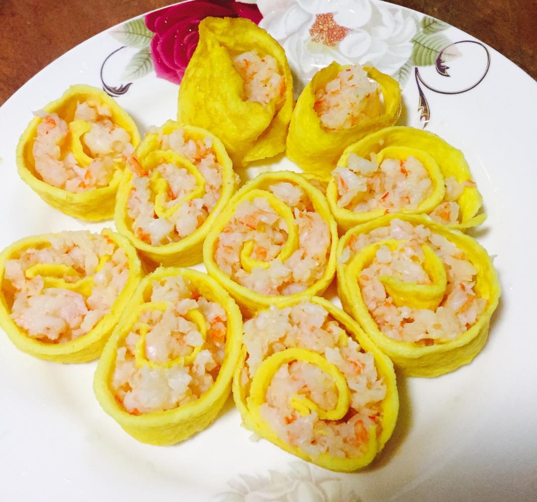 鲜虾鸡蛋卷宝宝辅食精华一岁以上宝宝