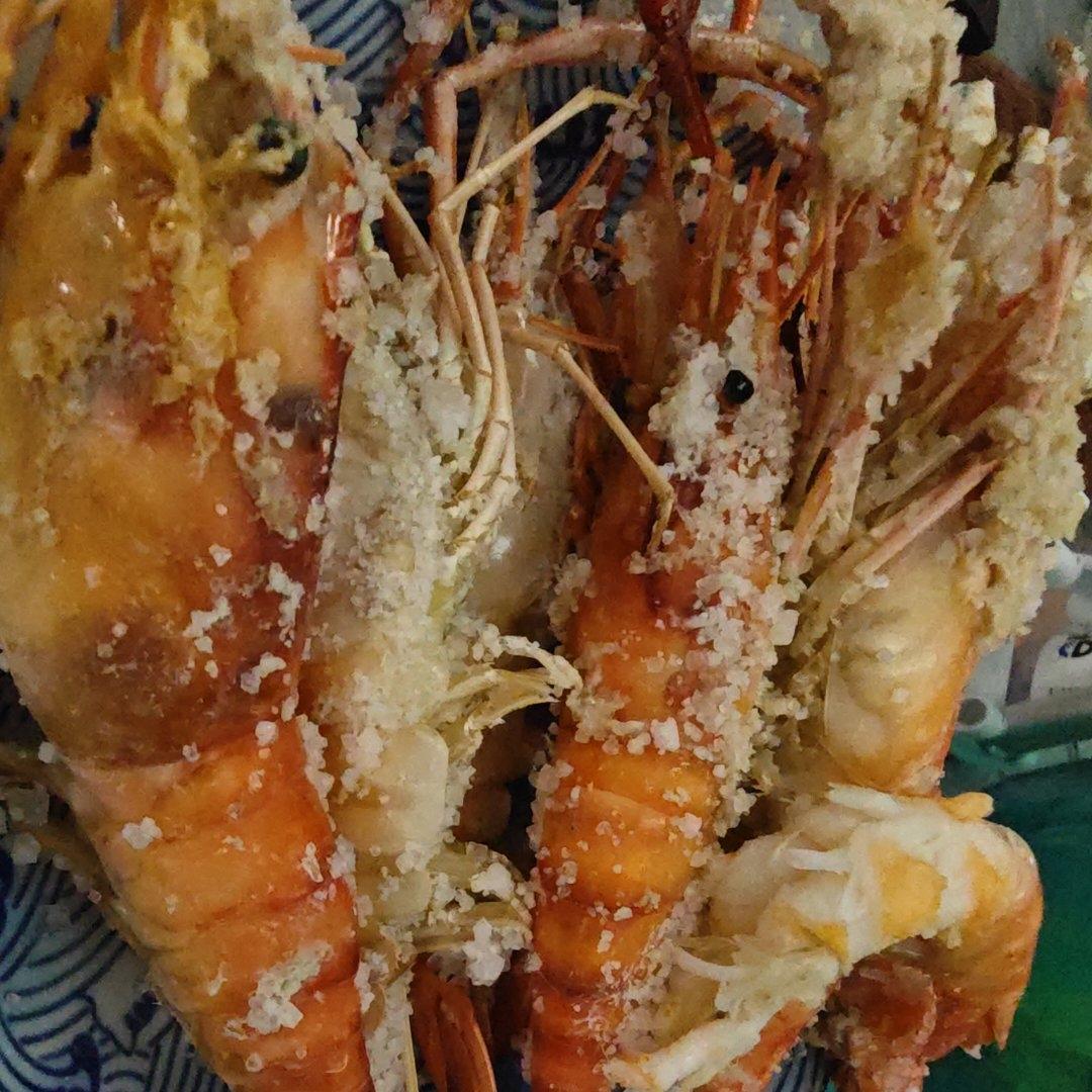 盐焗系列之烤箱盐焗虾