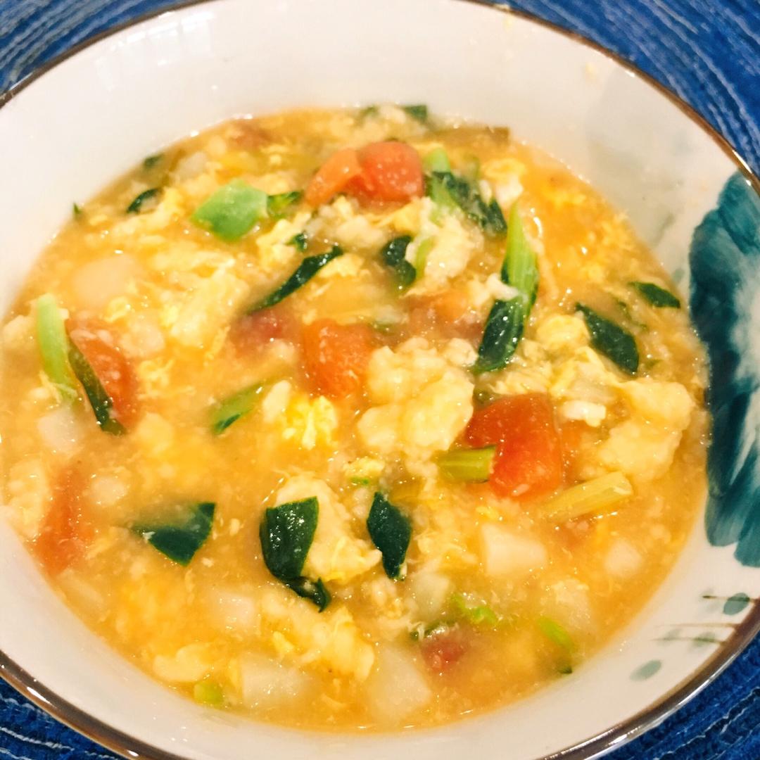 幸福甜心可可做的堂妈小厨——番茄土豆疙瘩汤