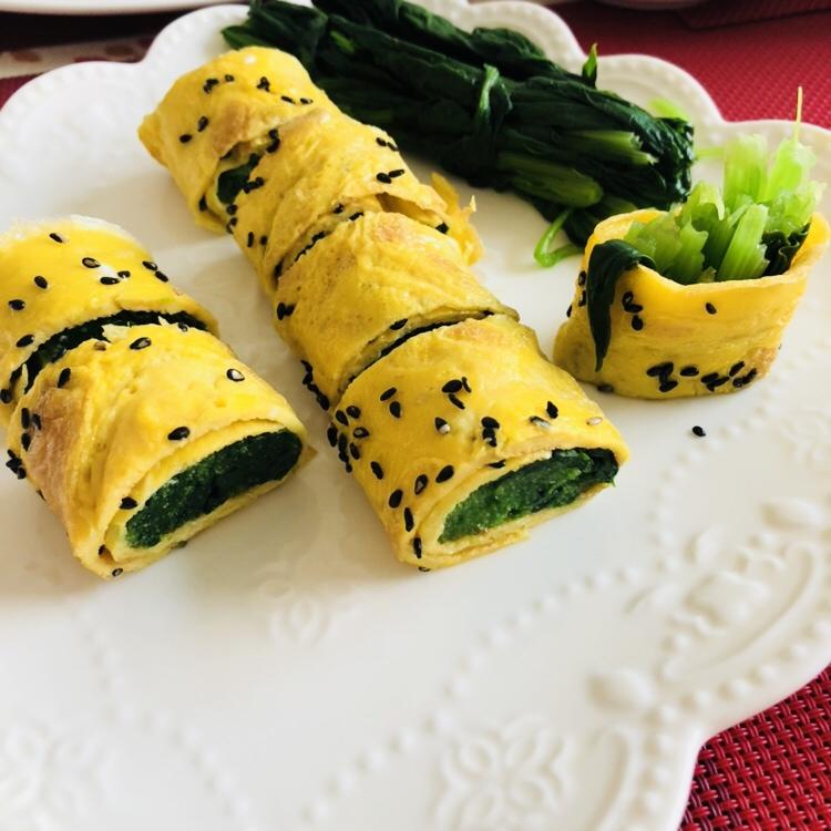 lai做点好吃的吧做的好吃又简单的鸡蛋菠菜卷