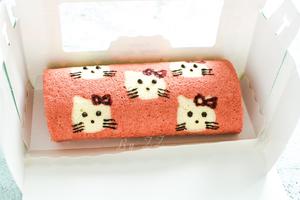 KITTY猫彩绘蛋糕卷的做法 步骤14