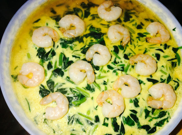 菠菜虾仁蒸蛋