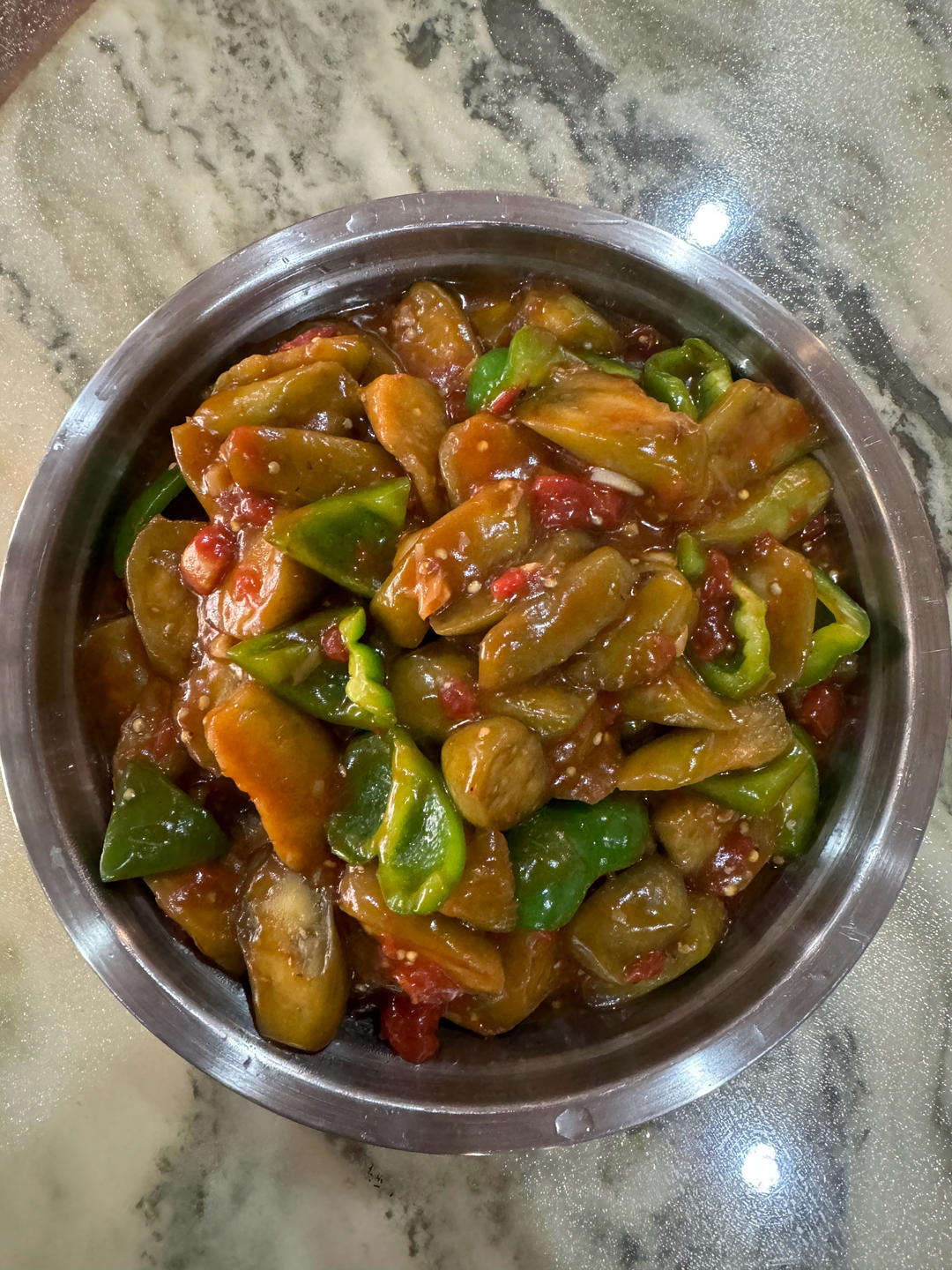 5分钟快手下饭菜#番茄炒茄子🍅番茄家族