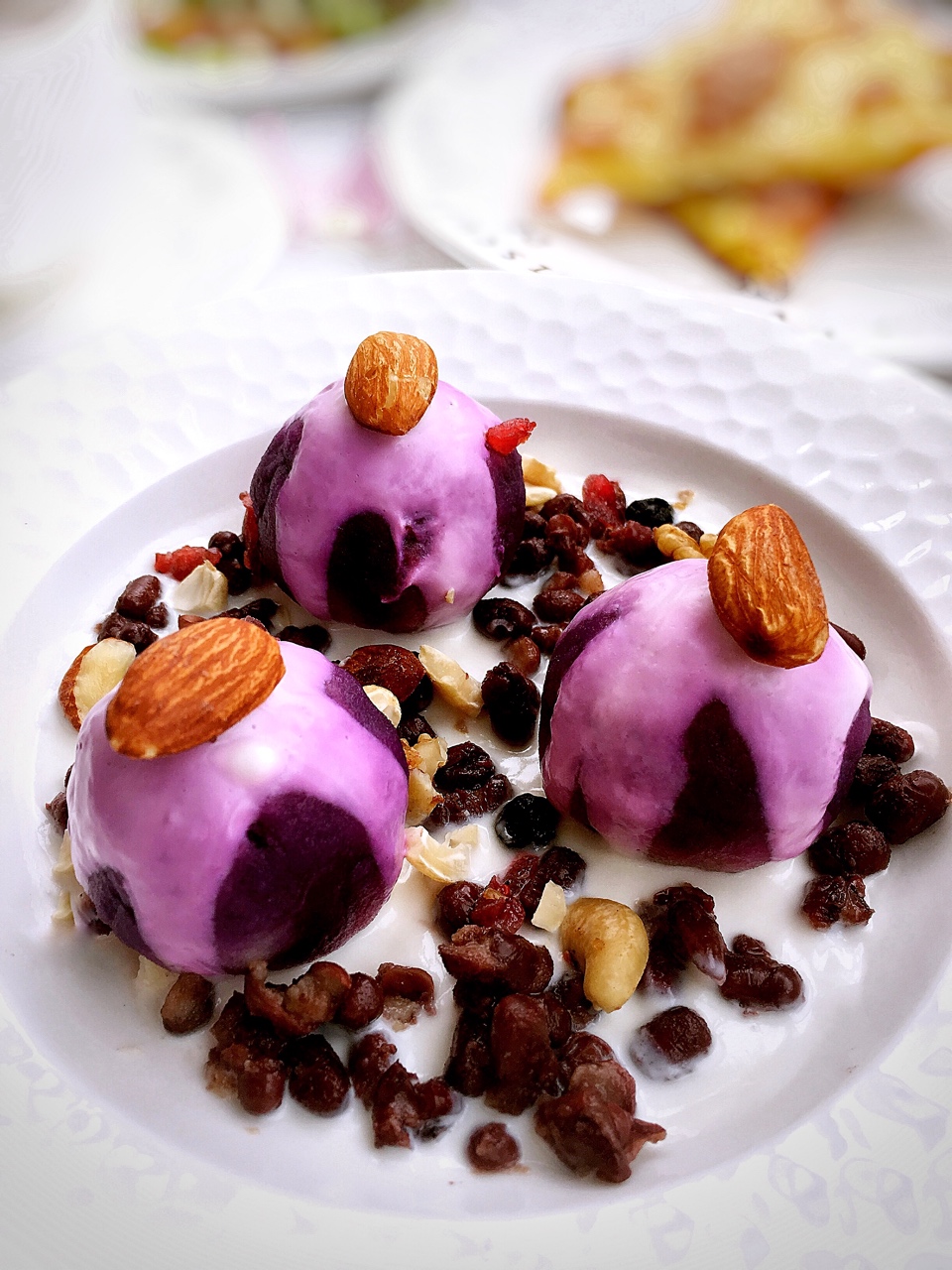 酸奶坚果紫薯球(踏雪归来)