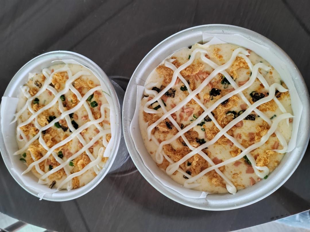 爆浆葱花火腿肉松蛋糕