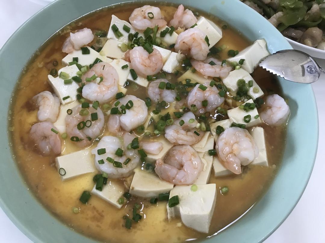 虾仁豆腐蒸水蛋