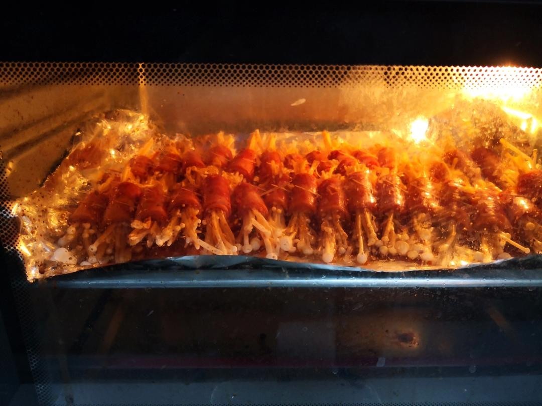 烤箱版-培根金针菇卷