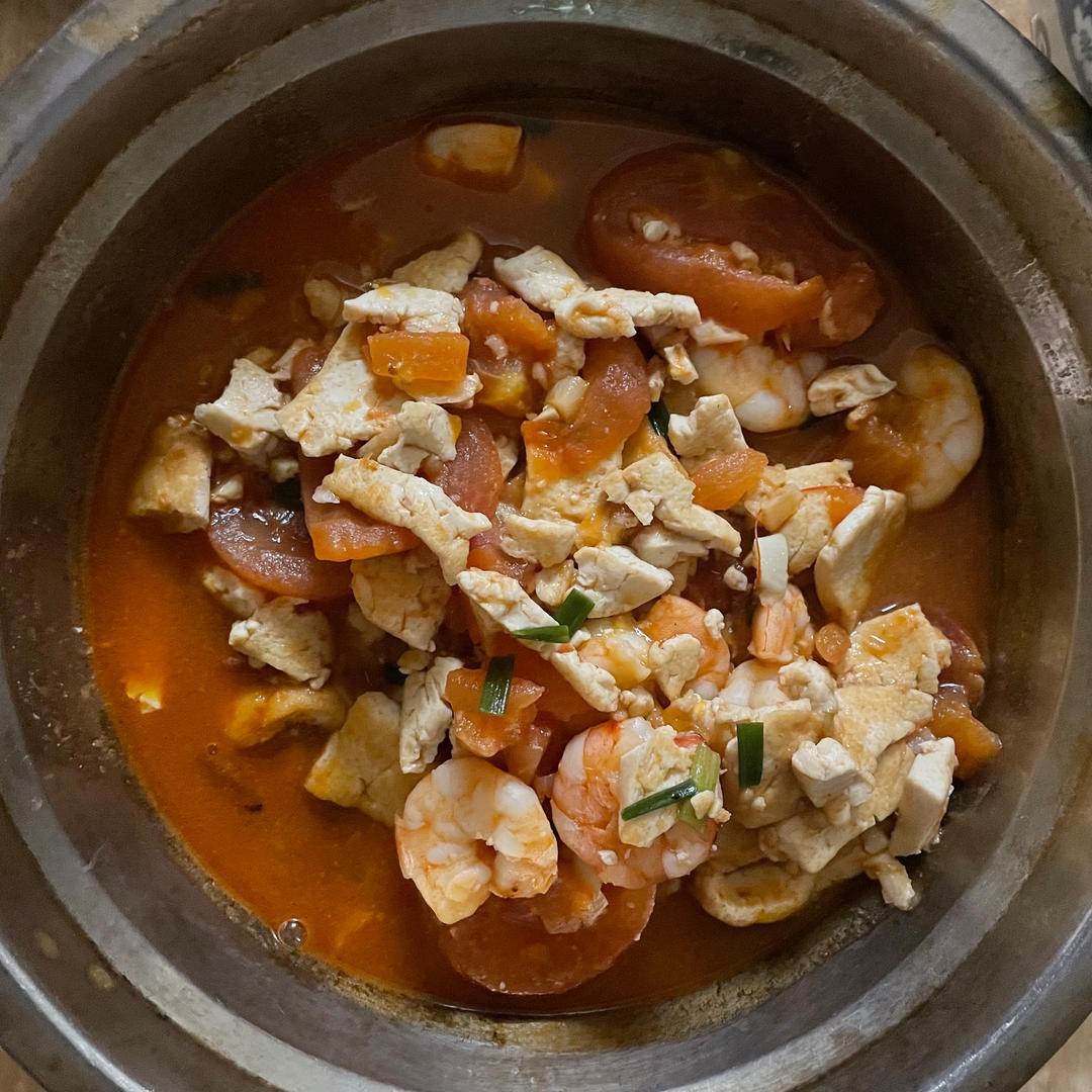 鲜虾豆腐煲