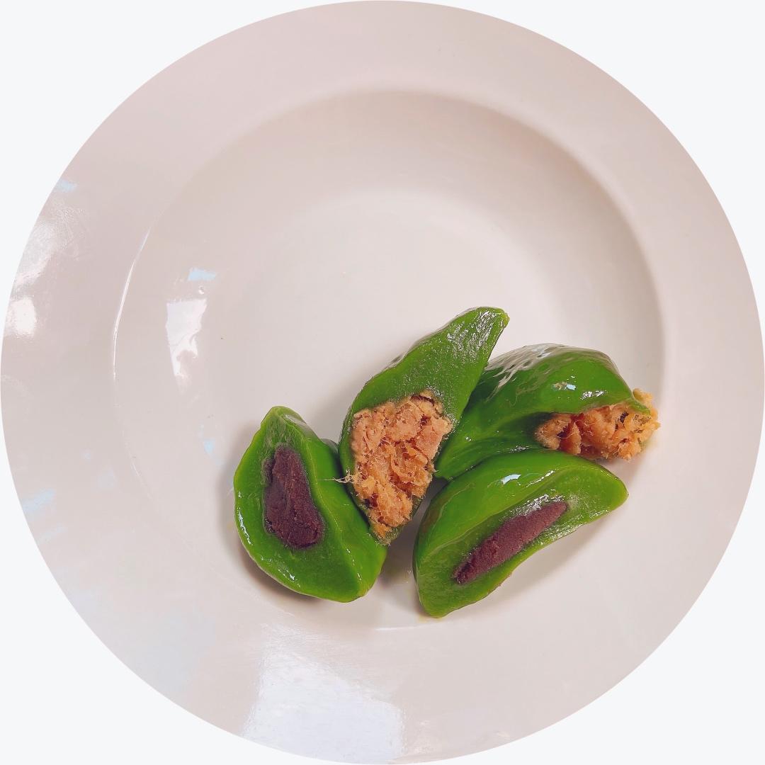 经典豆沙馅青团