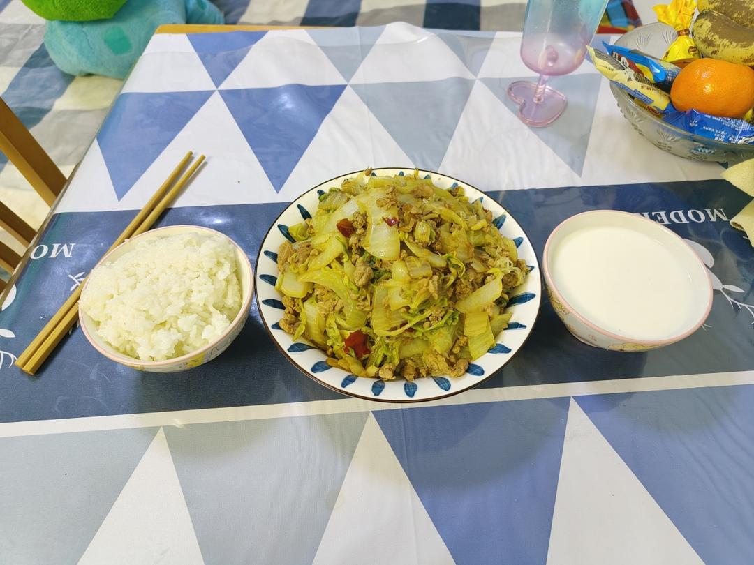 白菜粉丝炒肉末