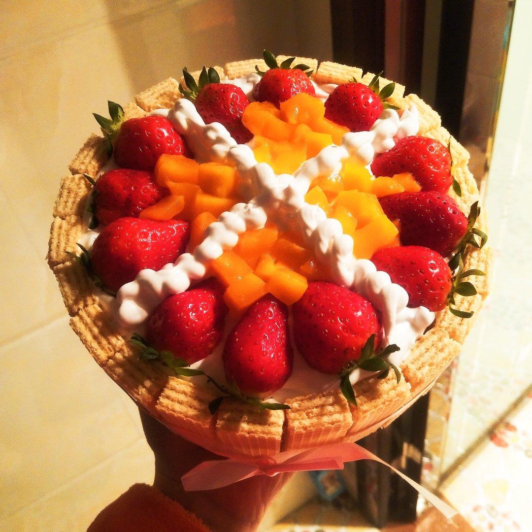 生日蛋糕教程【威化饼干围边】