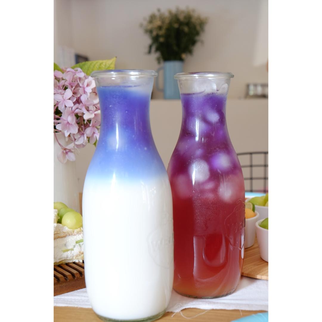 蝶豆花椰奶居家消暑冰饮