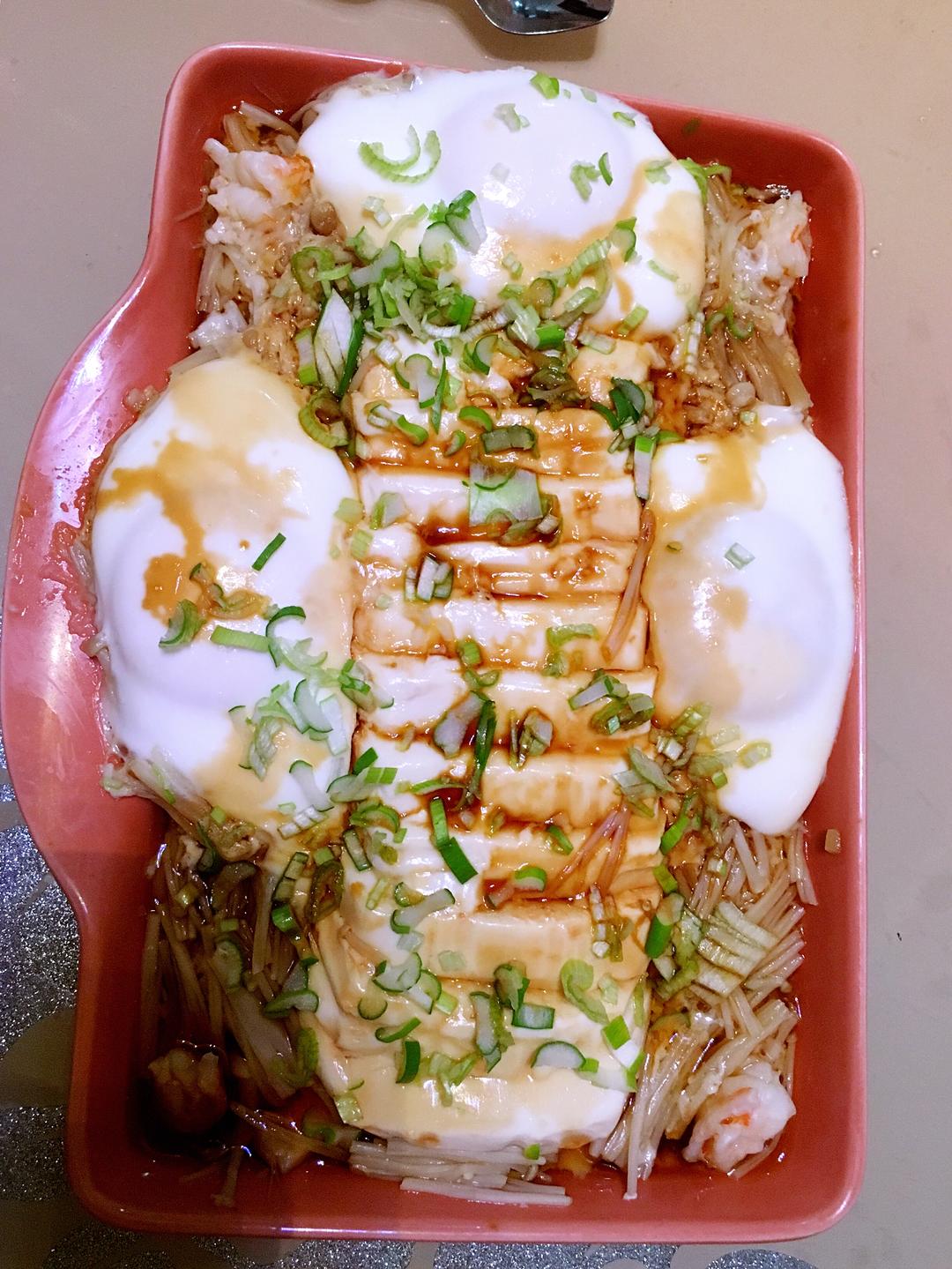 鸡蛋肉肉蒸豆腐