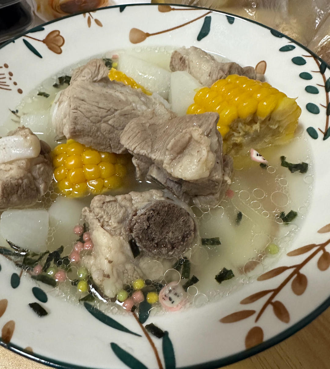 玉米山药排骨汤～