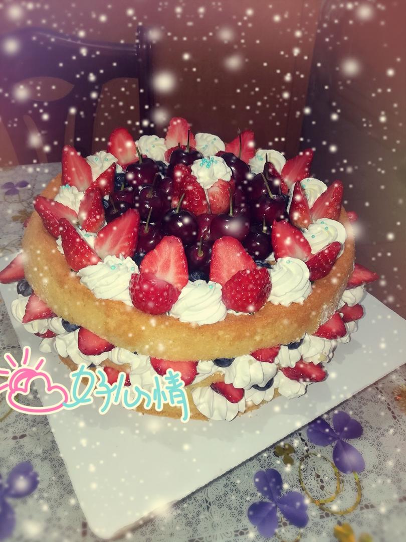 【零失败】不会裱花没关系的水果裸蛋糕 芒果裸蛋糕 完美戚风胚