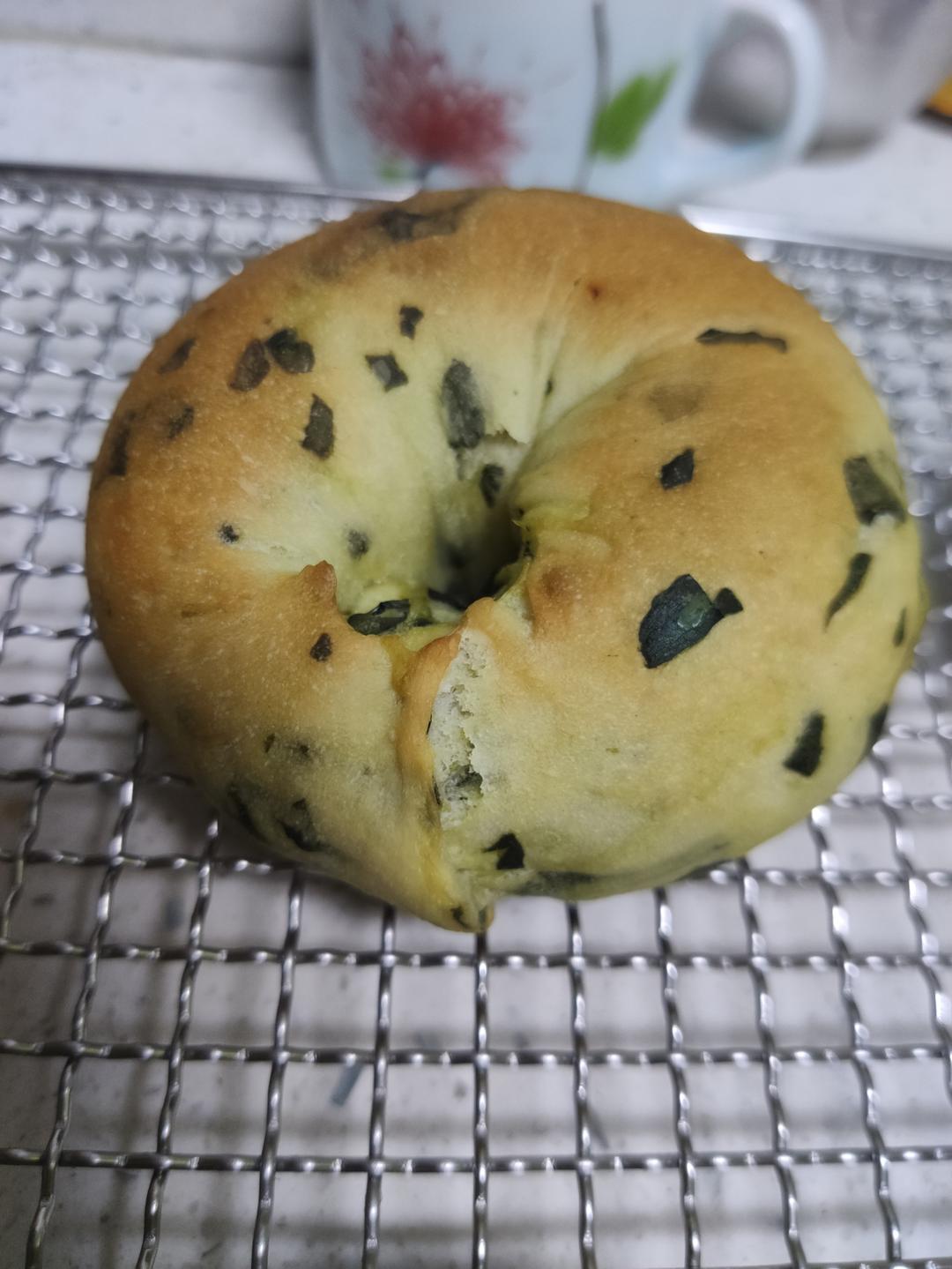 无油无糖‼️海苔肉松菠菜贝果☑️春天美食