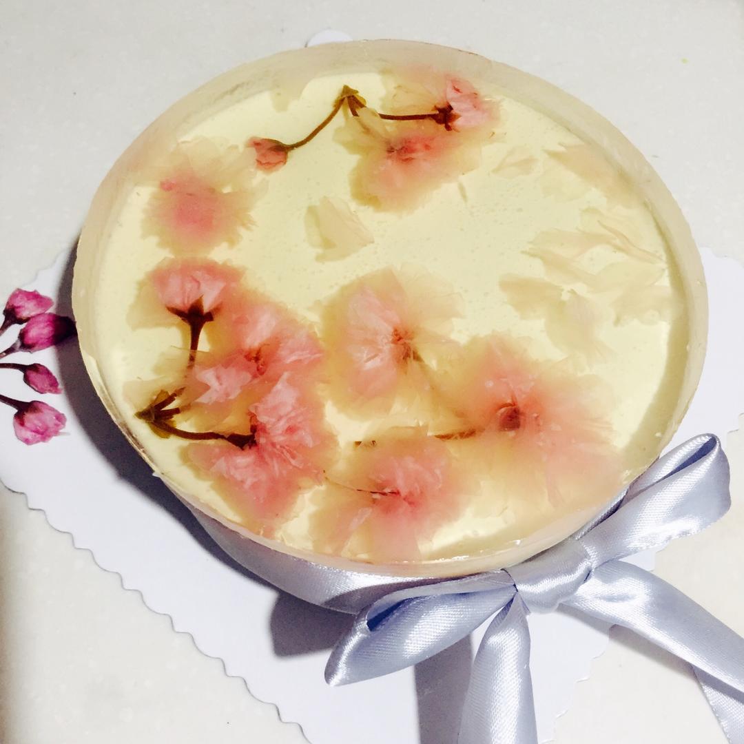 颜值爆表的樱花慕斯。（6寸圆模）
