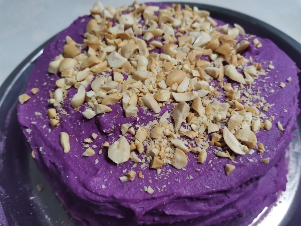 纯素生日诞糕/紫薯素酸乃巧克力夹心蛋糕🍰/减油减糖无反式脂肪，无动物奶油的做法 步骤14