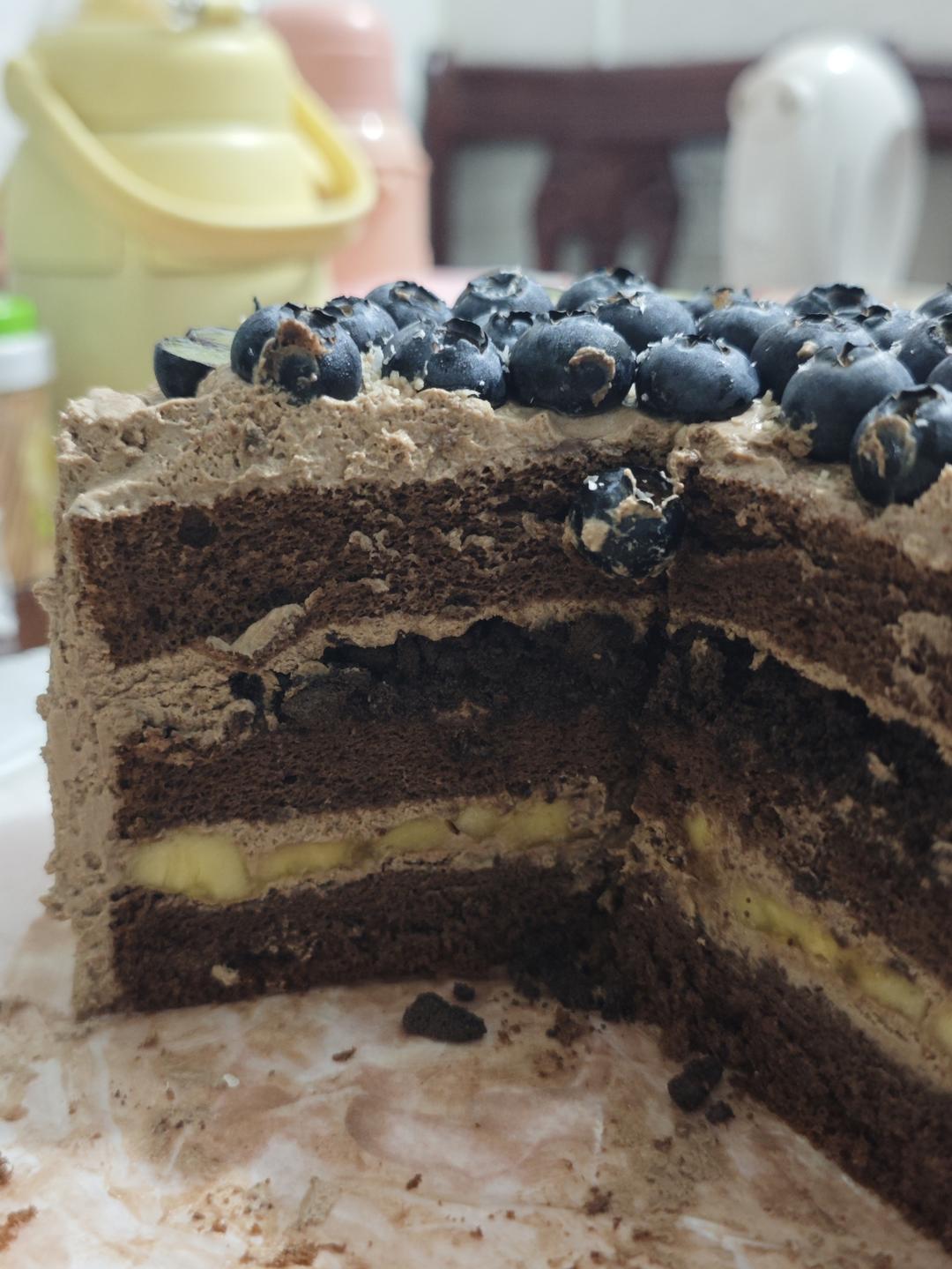 可可摩卡奶油蛋糕（香蕉馅）附可可戚风胚制作