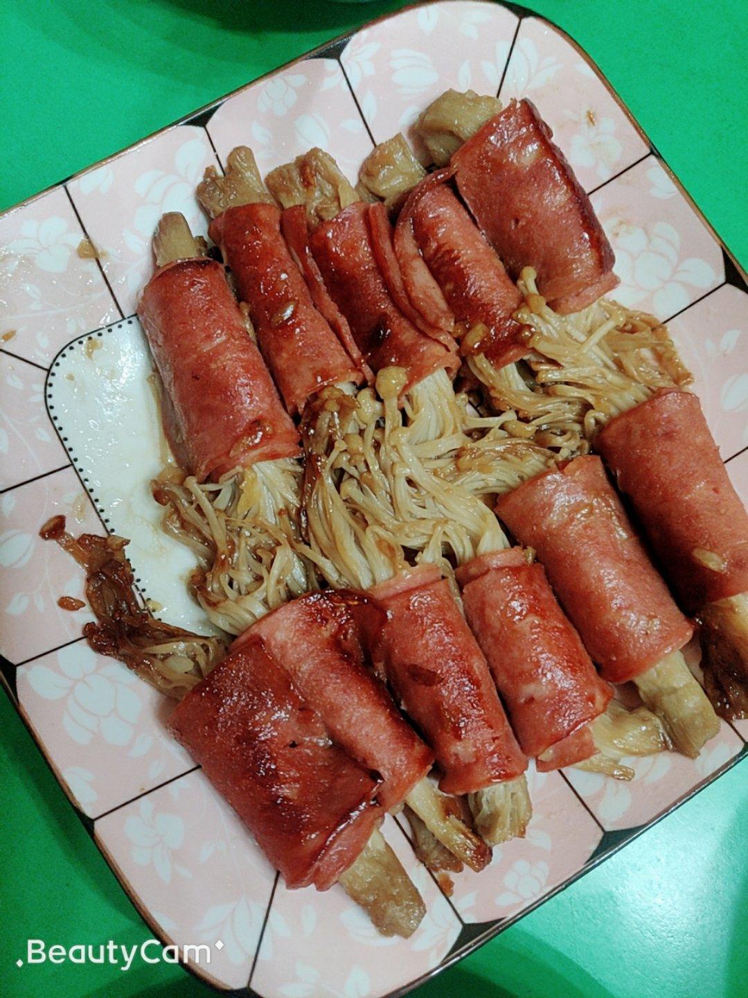 美味又快手的：金针菇培根卷