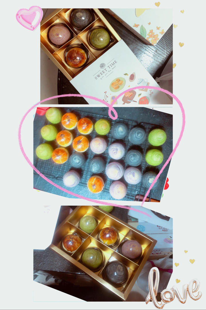 蛋黄酥~紫薯、抹茶、原味~花好月圆，中秋快乐~内附一次做六色蛋黄酥方法~