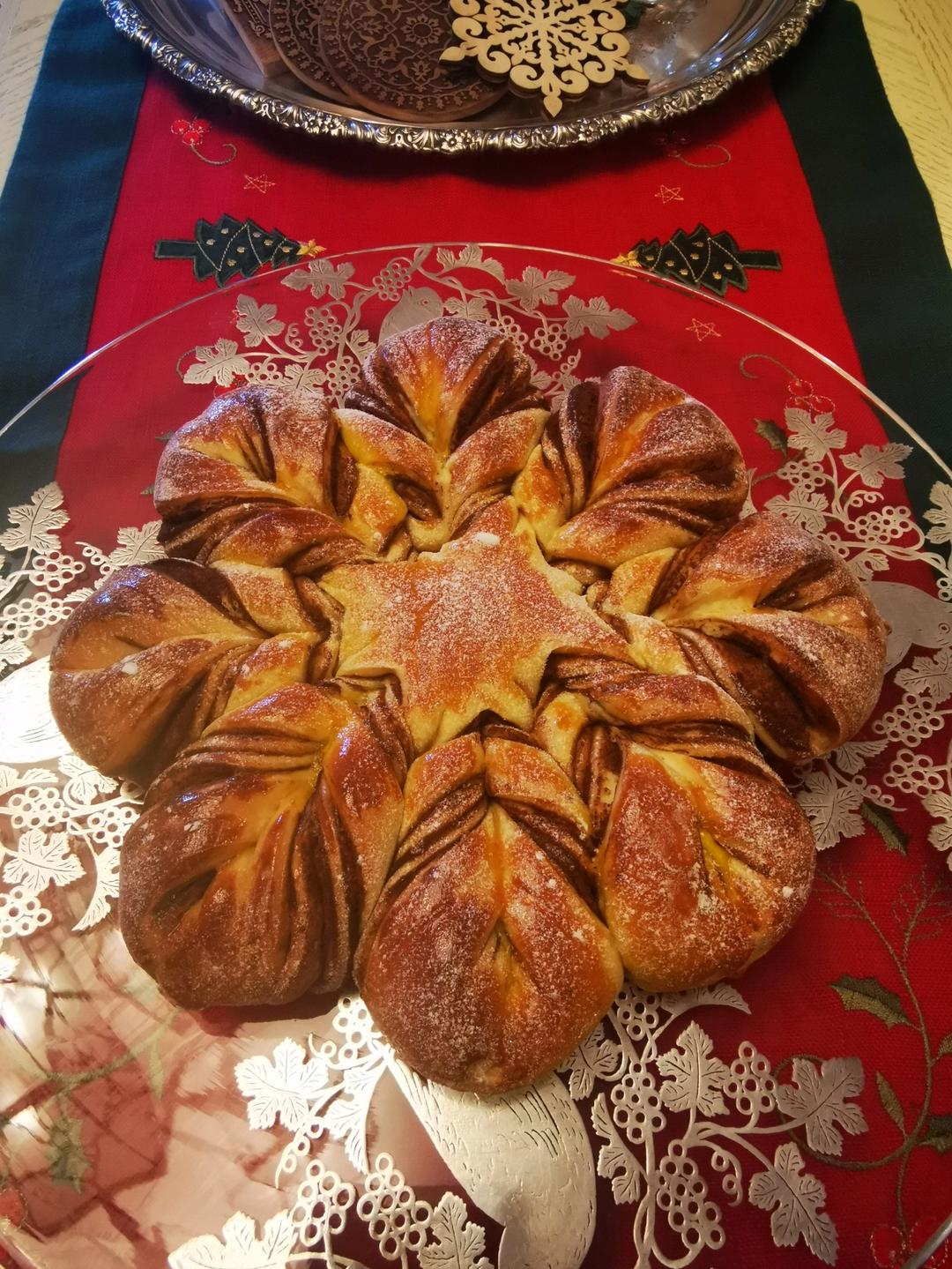 ins网红圣诞红糖肉桂雪花全麦面包（一次发酵）B83