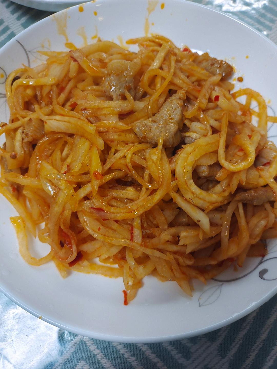 家常菜—白萝卜丝炒肉丝