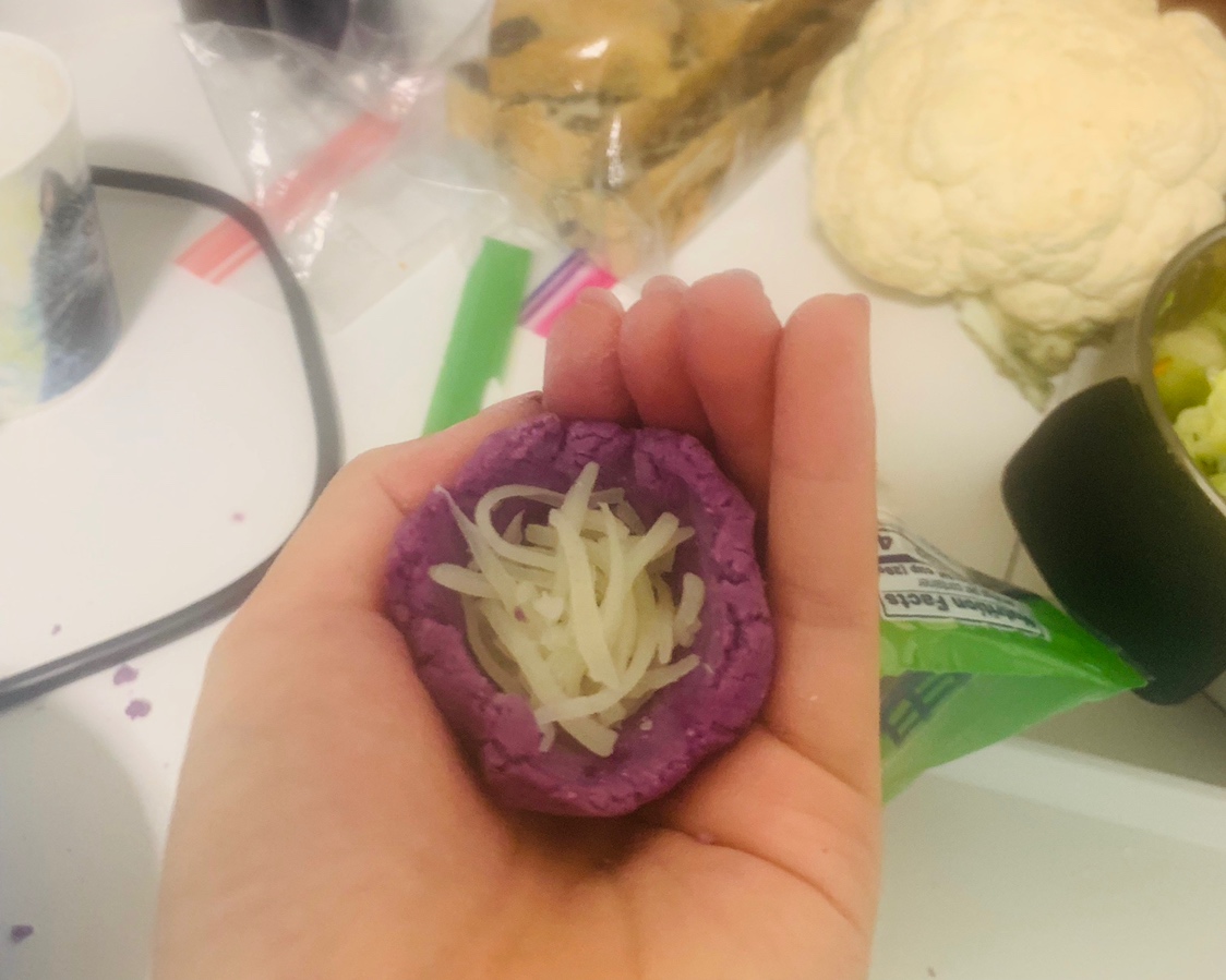 【减脂期小食】糯米拉丝紫薯饼的做法 步骤5