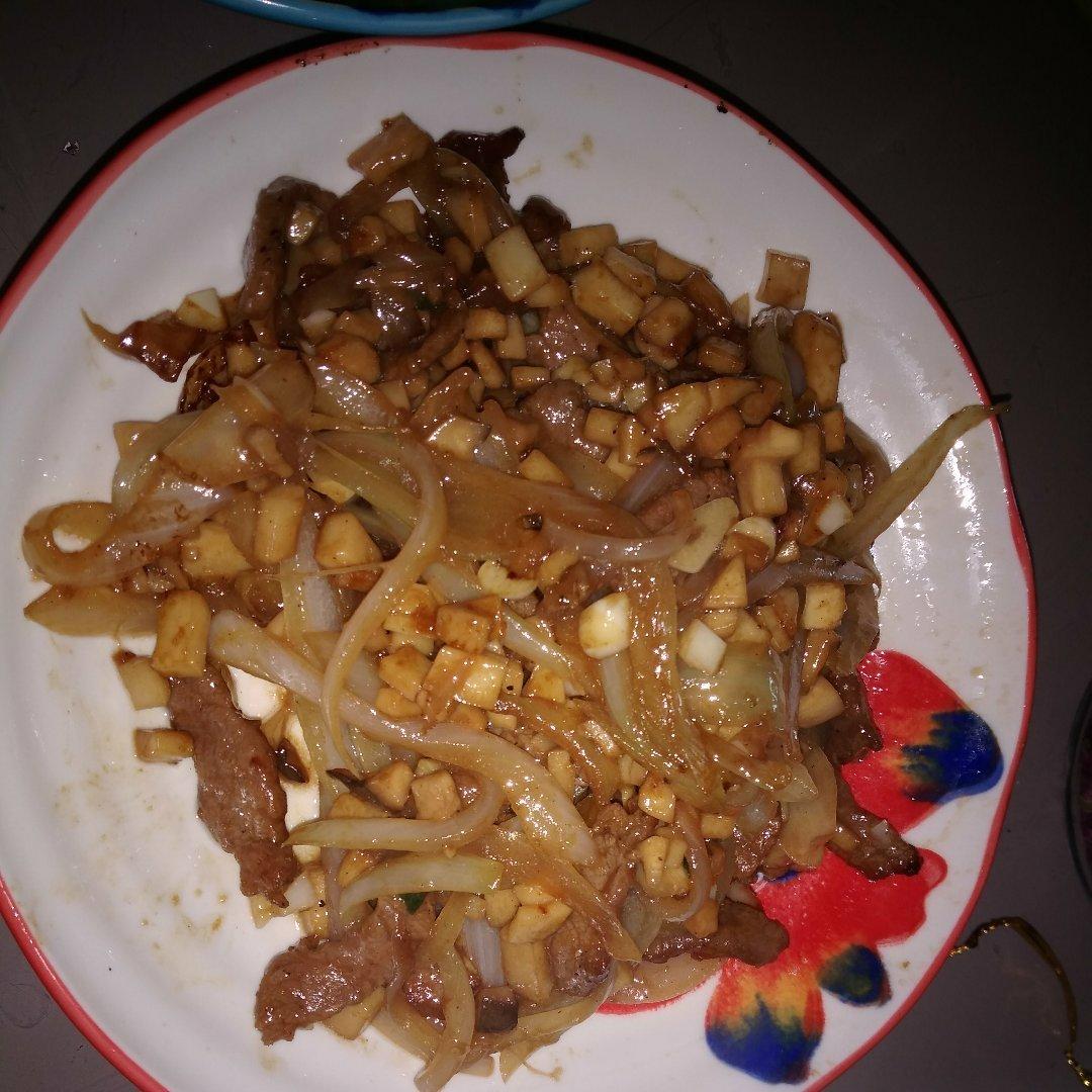家常菜~杏鲍菇烧牛肉粒