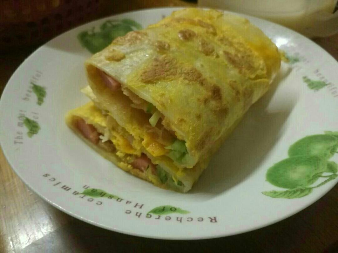 家庭版煎饼果子---快手健康早餐，利用家里现有材料