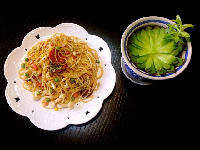 蔬粒奶油培根意面