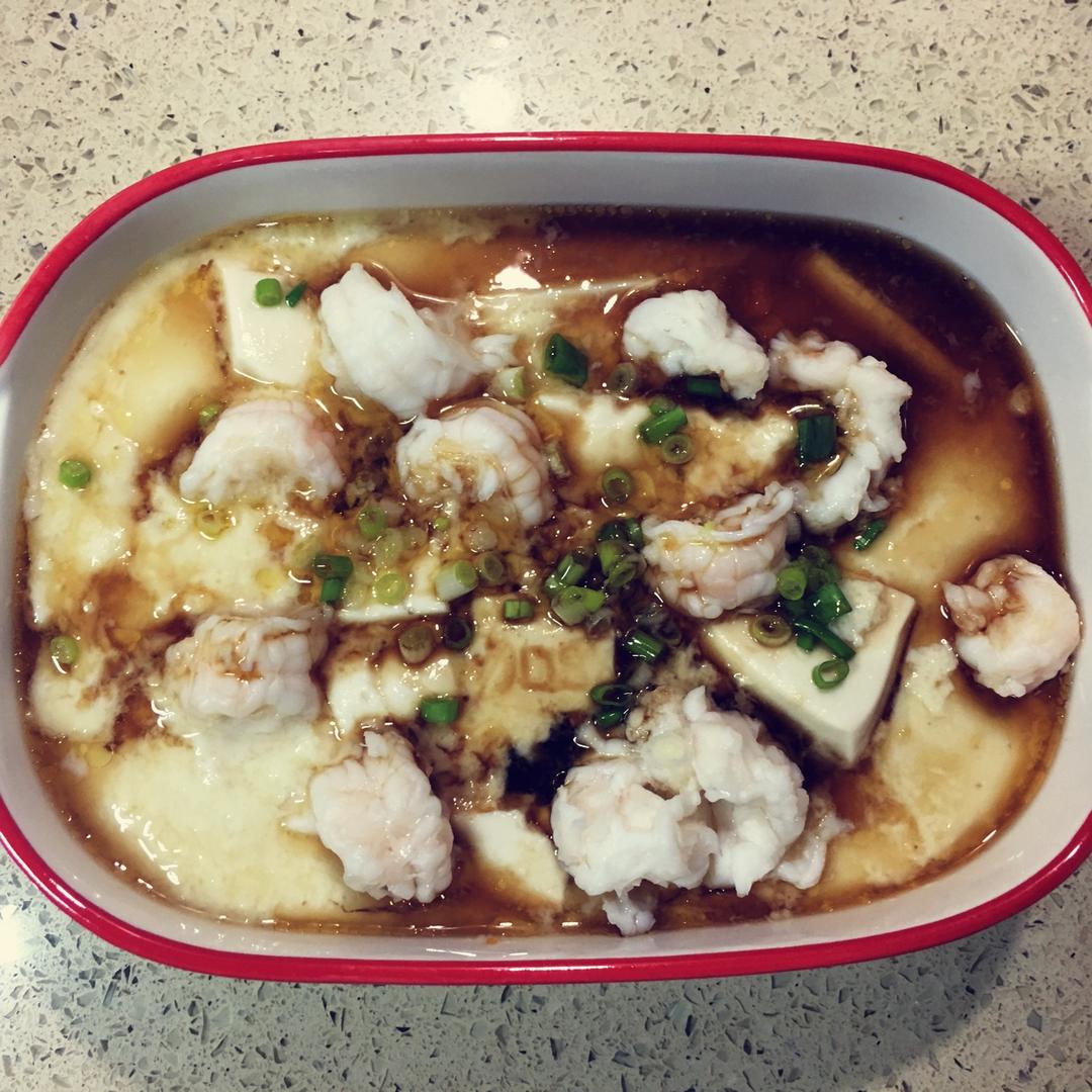 虾仁豆腐蒸水蛋