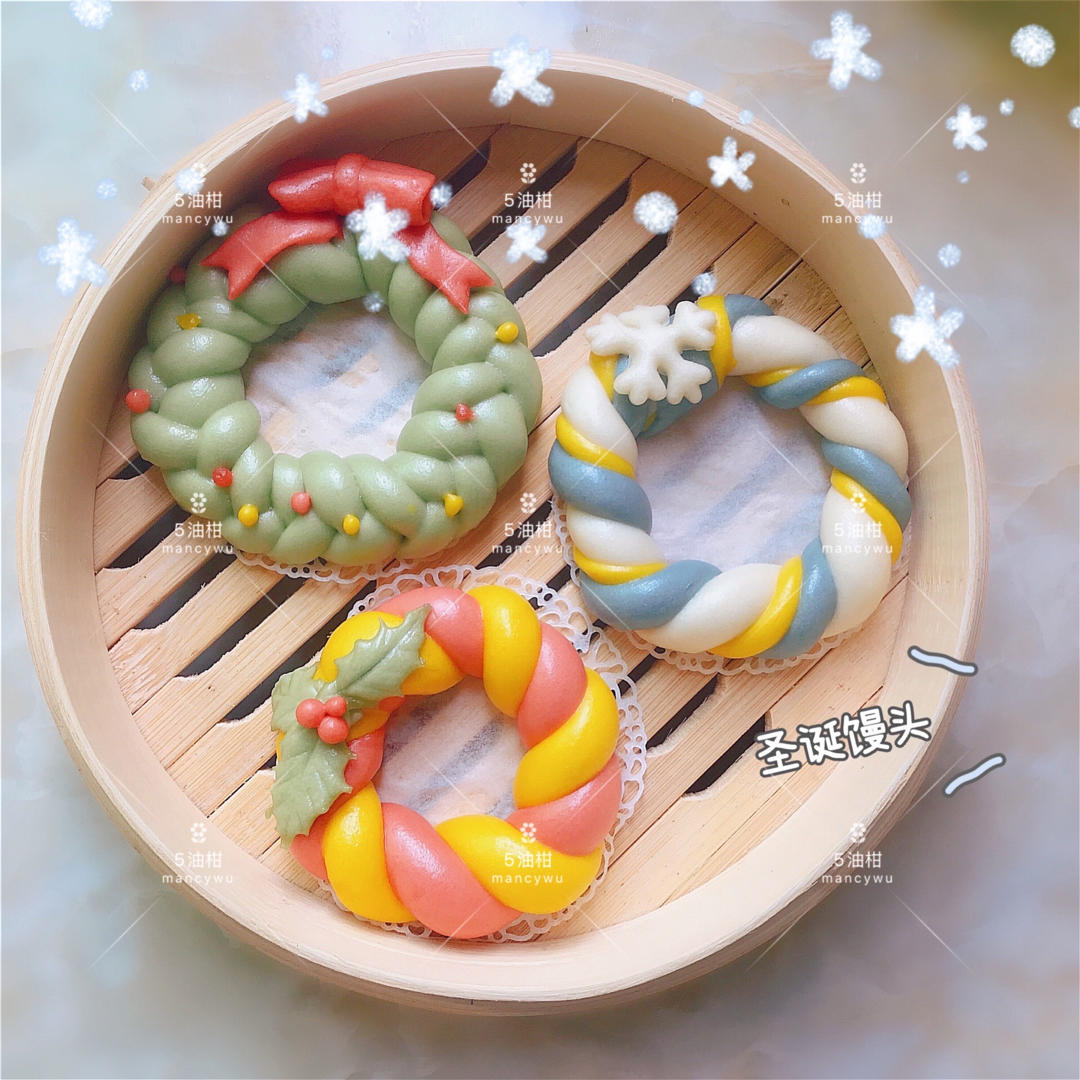 【原创】圣诞节花环馒头
