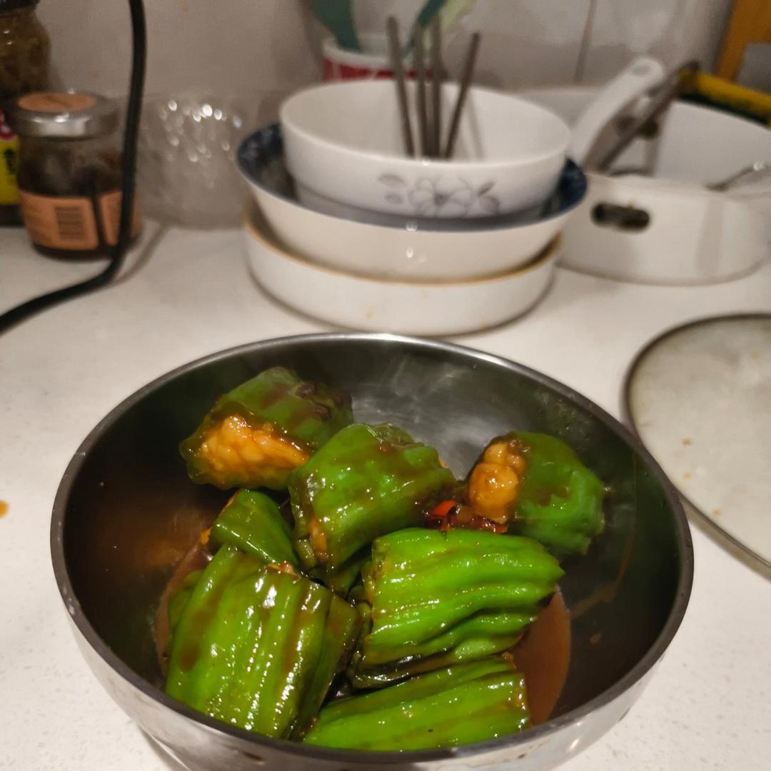 超下饭的青椒酿虾滑