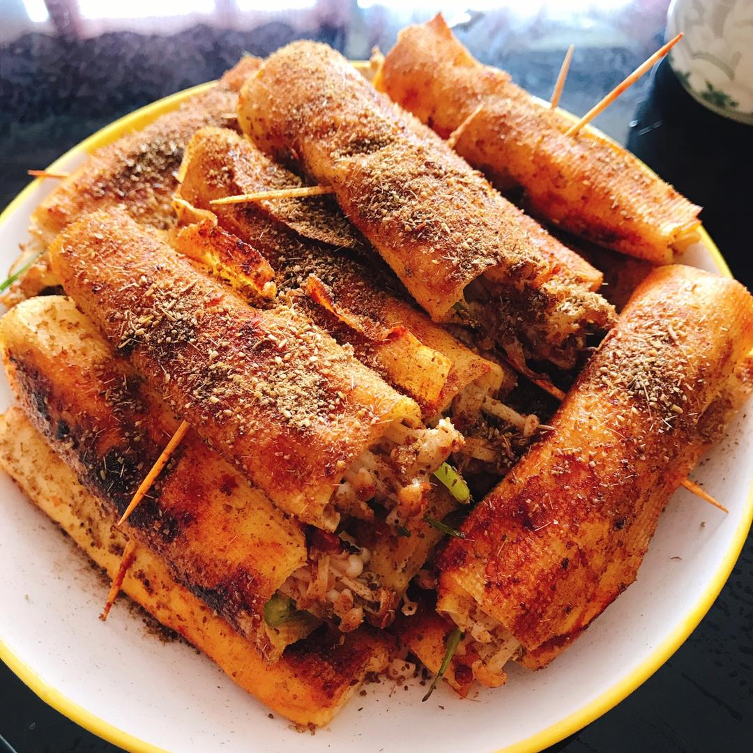 超级铁板 豆皮金针菇卷（电饼铛）