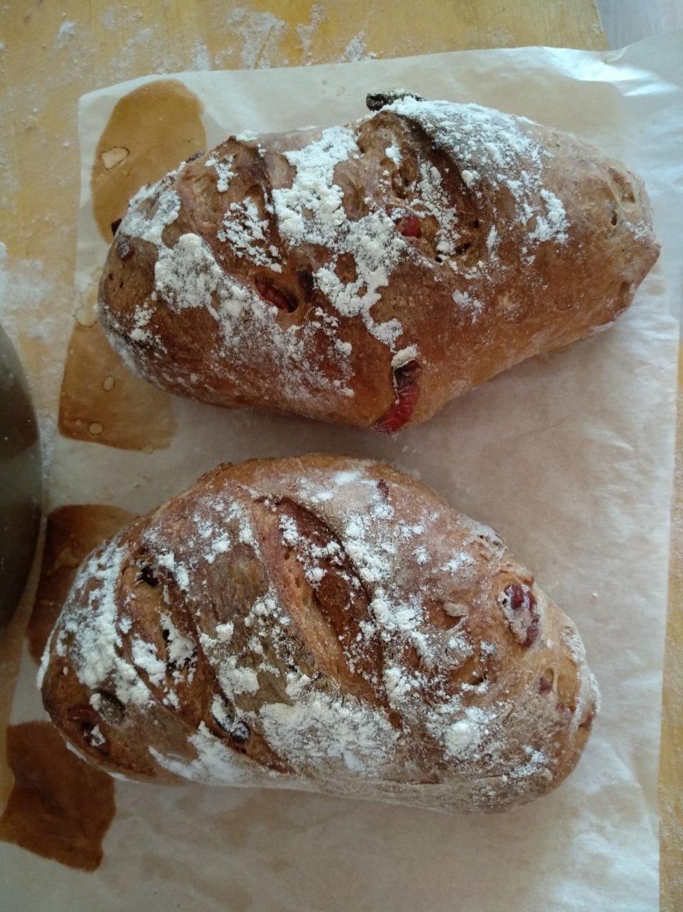 全麦蔓越莓软式欧包（免揉）