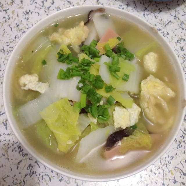 鸡蛋白菜汤(泡蛋白汤)