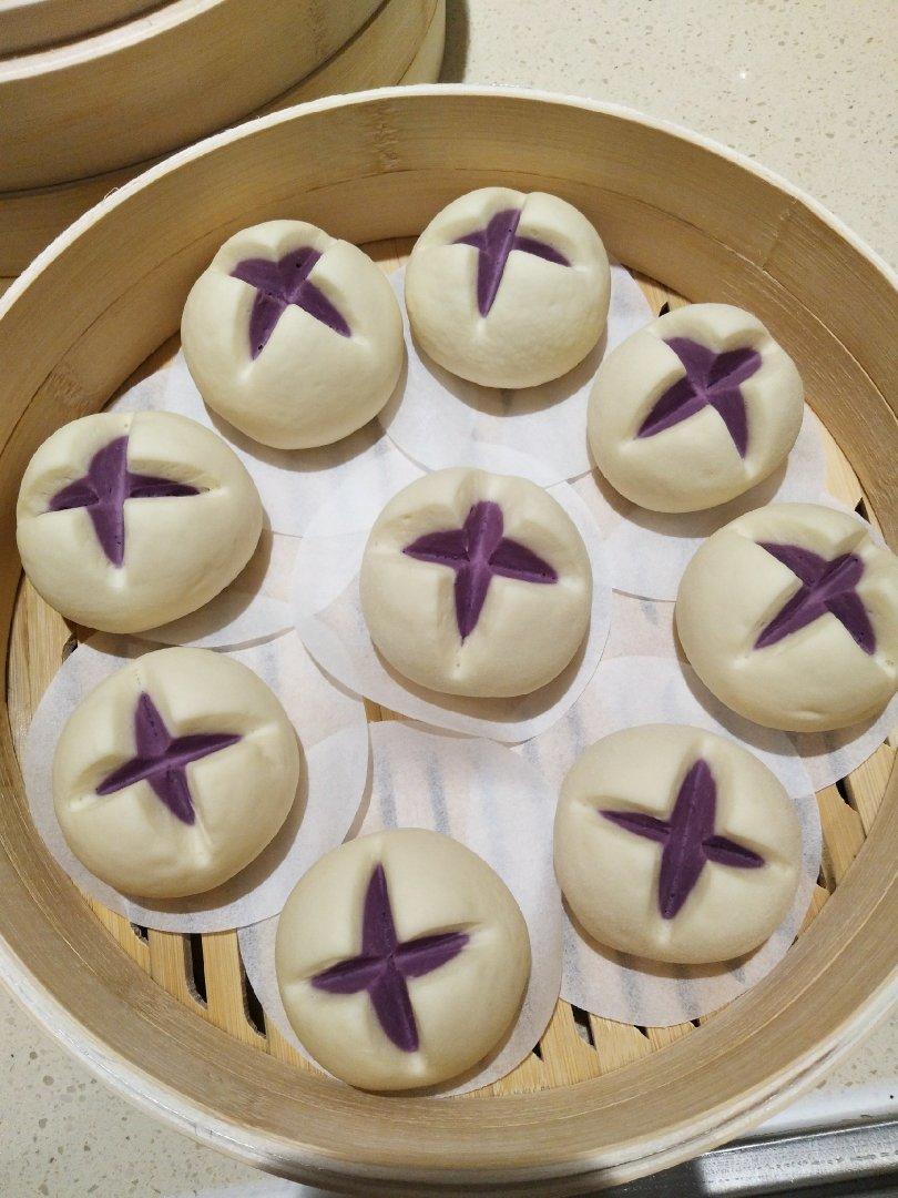 奶香紫薯开花馒头〔一次性发酵〕