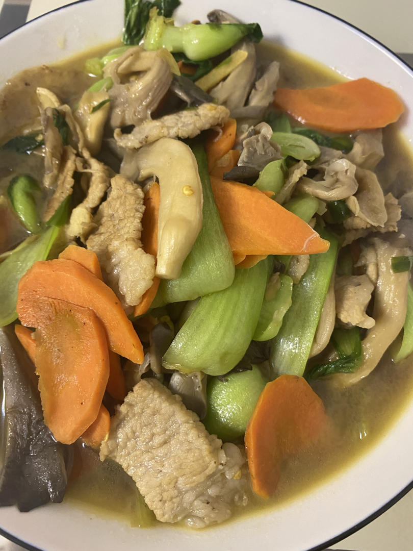 家常平菇炒油菜