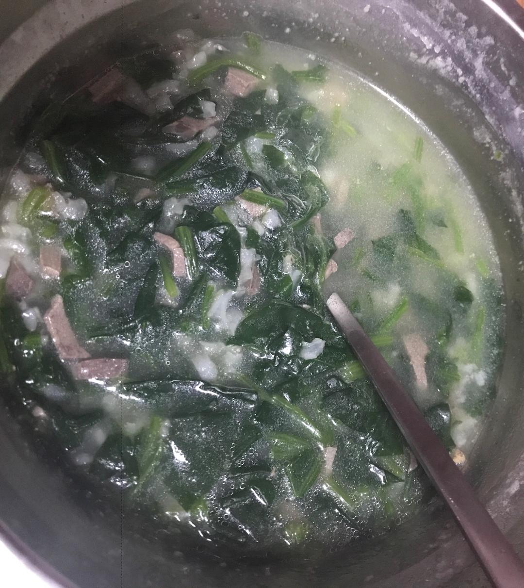 猪肝菠菜粥