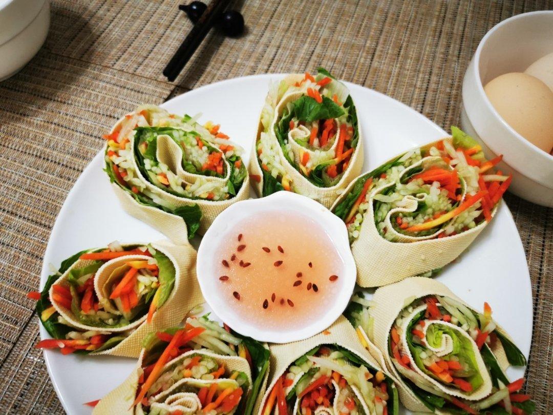蔬菜豆皮卷减脂晚餐