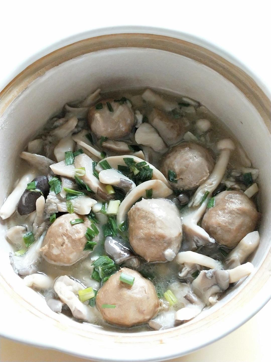 蚝油杂菇牛肉丸煲