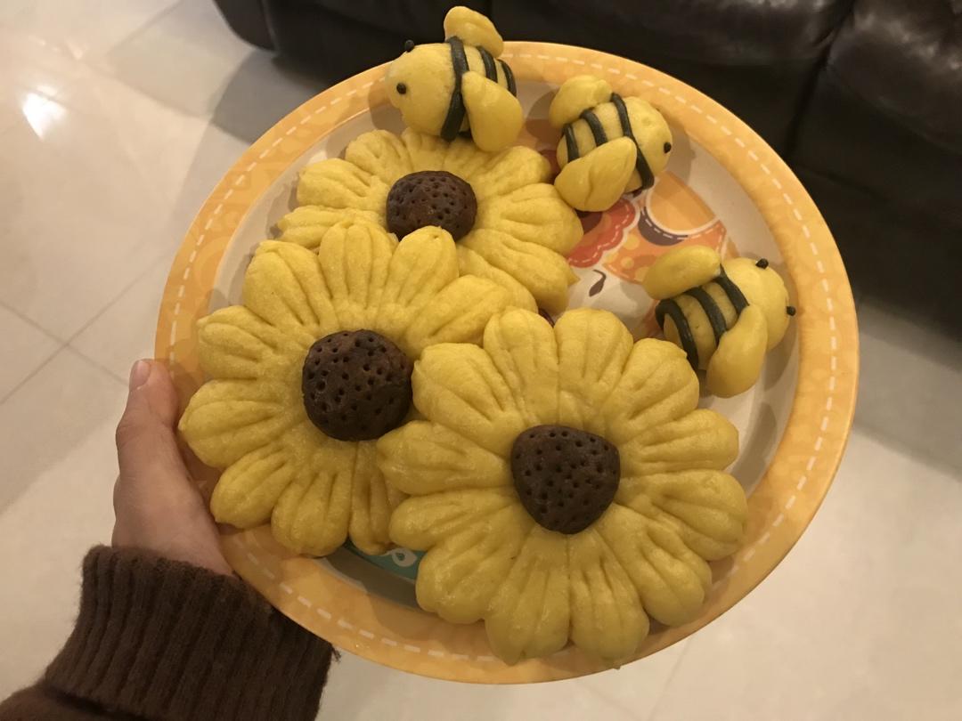 【向日葵蜜蜂馒头】像玩一样的做美食，孩子特爱吃！