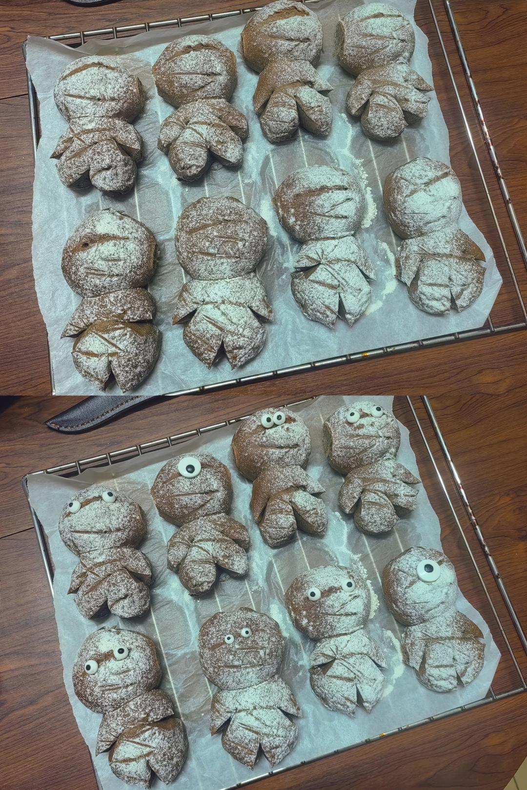 呆萌可爱的🎃万圣节木乃伊面包