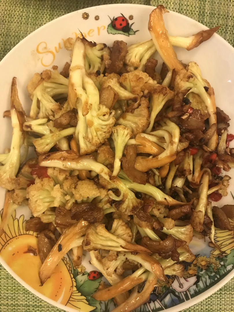 五花肉炒有机菜花