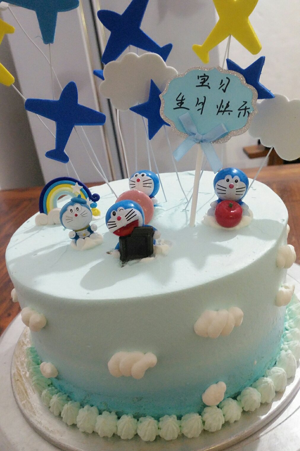 哆啦A梦蓝胖子卡通裱花蛋糕